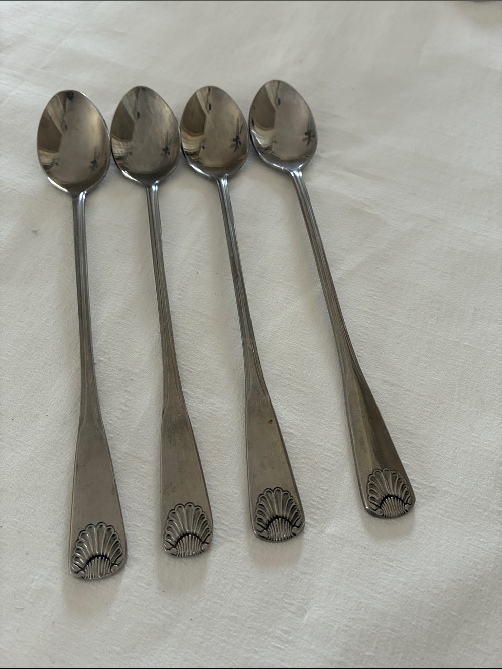 Excel Shell-Accent Stainless Flatware Iced Tea Spoons - Silver Tone